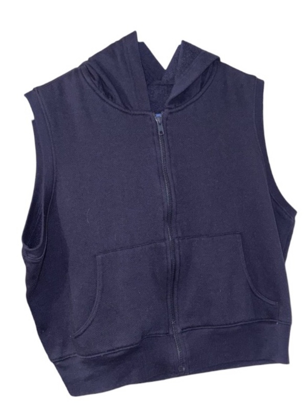 Y2K Zippered Vest / Sweatshirt W/ Attached Hood & Pockets